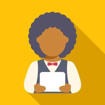 Black waiter using tablet for taking order illustration 스톡 일러스트