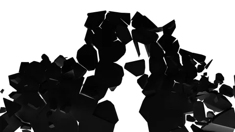 Black Wall Break Transition With Alpha Channel (no background) Stock Footage 73955468