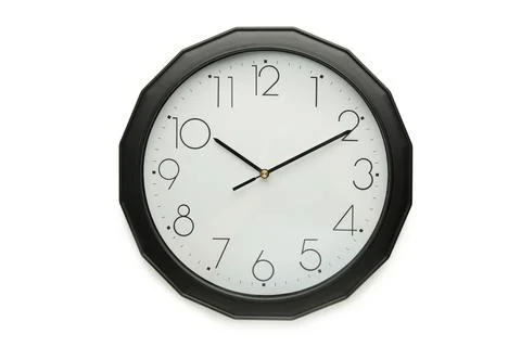 Black wall clock isolated on white background Stock Photos