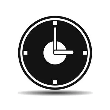 Black wall clock modern flat Stock Illustration