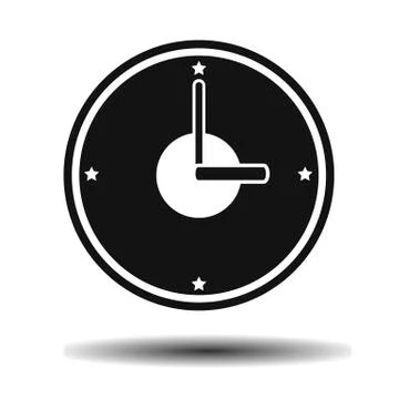 Black wall clock modern flat Stock Illustration