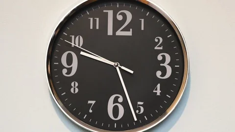 Black Wall Clock Ticking Stock Footage 88871272