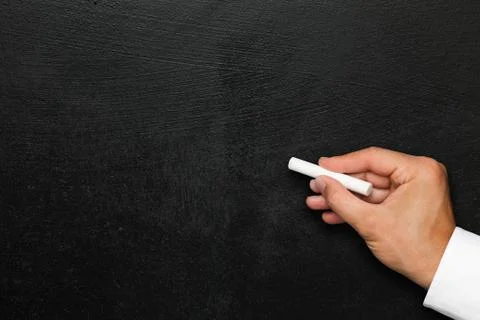 Black wall. Empty blackboard or chalkboard hand with white chalk. Free space Stock Illustration