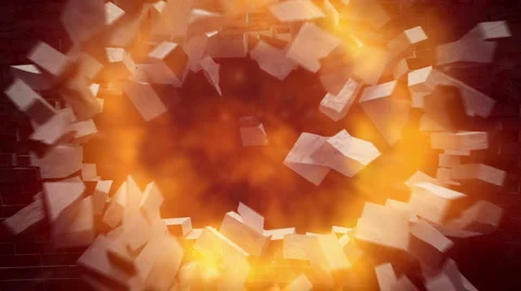 Black wall exploding to pieces Stock Footage