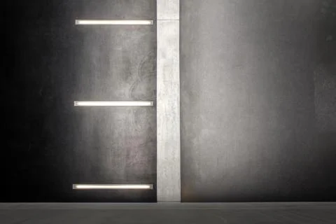 Black wall with neon lights Stock Photos