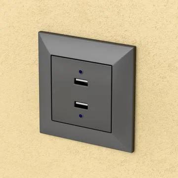 Black wall socket with USB ports Illustrazione stock