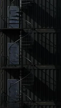 Black Warehouse Containers 스톡 사진