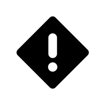 Black warning sign with exclamation mark inside a diamond shape Stock Illustration