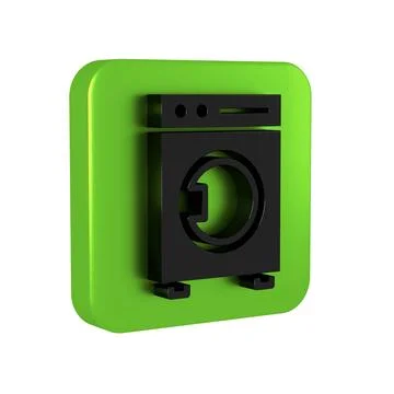 Black Washer icon isolated on transparent background. Washing machine icon... Stock Illustration