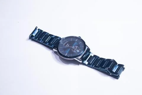 Black Watch on White Background Foto stock