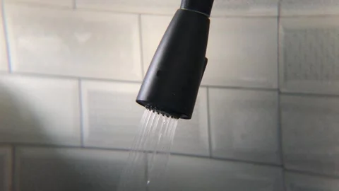 Black water faucet in the kitchen Stock Footage 287934742