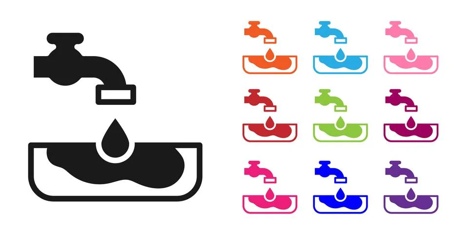 Black Water problem icon isolated on white background. Poor countries Stock Illustration
