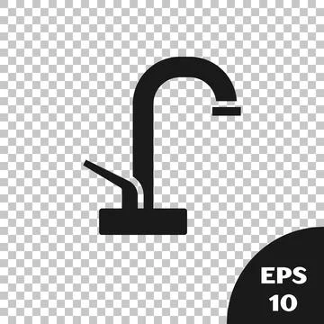 Black Water tap icon isolated on transparent background.  Vector Stock Illustration