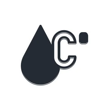 Black Water temperature icon isolated on white background.  Vector Illustrazione stock