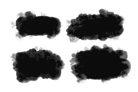 Black watercolor splash patterns isolated on white background Stock Illustration