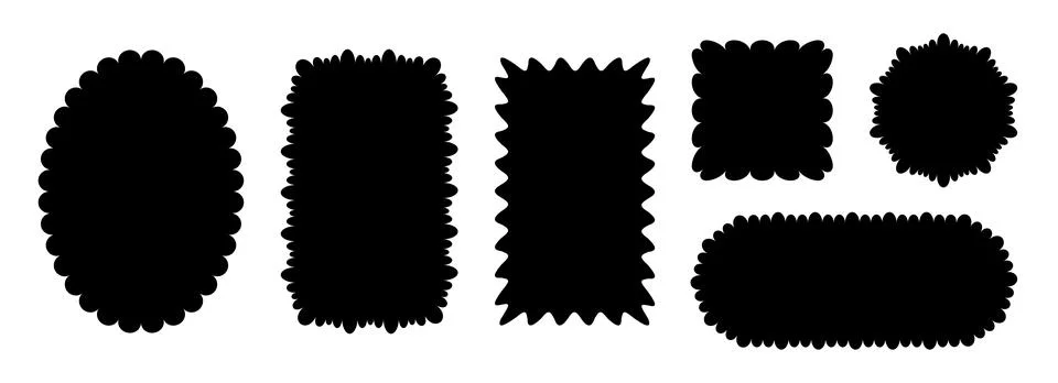 Black wave edge frame collection. Jagged scalloped border element set. Wavy Illustrazione stock