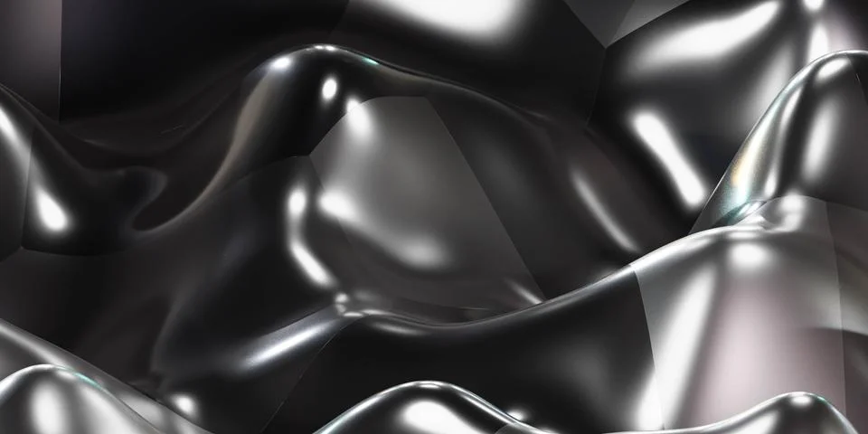 Black wave liquid fluid surface with reflections 3d render illustration Stock Illustration