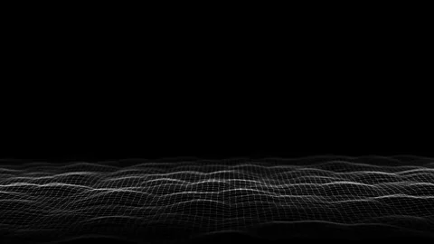 Black wave with motion dots and lines. Abstract digital background. Stock Footage 318589694