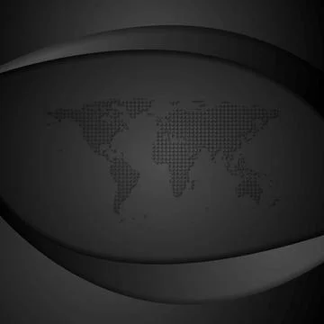 Black waves and world map Black waves and world map. Vector background Cop... Stock Photos