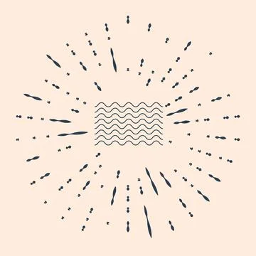 Black Waves icon isolated on beige background. Abstract circle random dots 스톡 일러스트