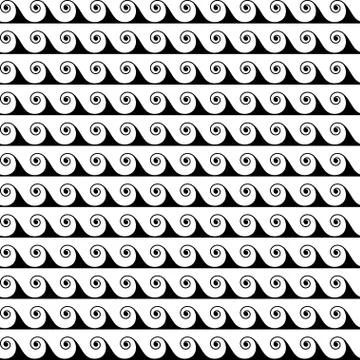 Black waves lines seamless vector greek pattern. Illustrazione stock