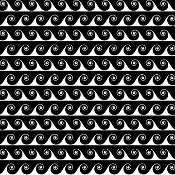 Black waves lines seamless vector greek pattern. 스톡 일러스트
