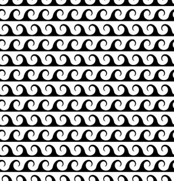 Black waves lines seamless vector greek pattern. Illustrazione stock