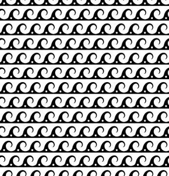 Black waves lines seamless vector greek pattern. Illustrazione stock