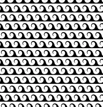 Black waves lines seamless vector greek pattern. Illustrazione stock