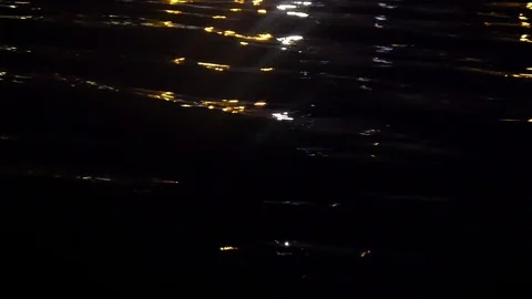 Black Waves On The Sea Being Lit With Moonlight And Being Shot At Night. Stock Footage 97163663