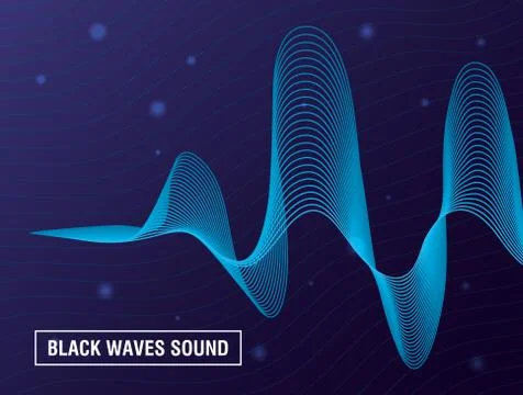Black waves sound blue background 스톡 일러스트
