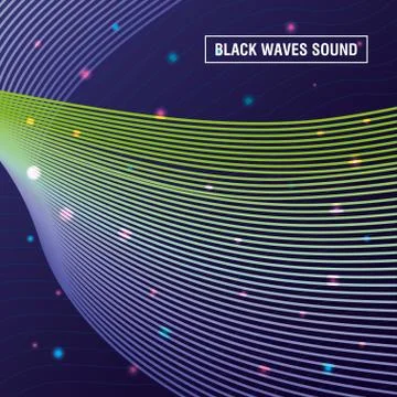 Black waves sound blue background Stock Illustration