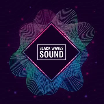 Black waves sound blue background Stock Illustration