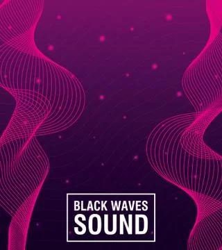 Black waves sound pink background Stock Illustration