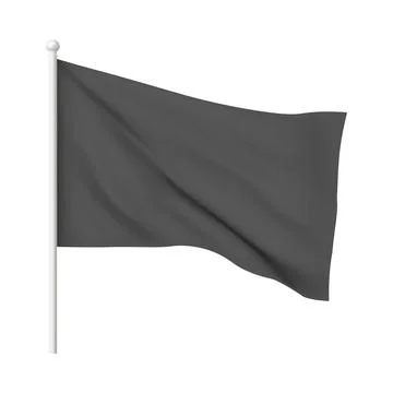 Black waving flag template, vector 3d mockup of clean fabric horizontal canvas Stock Illustration