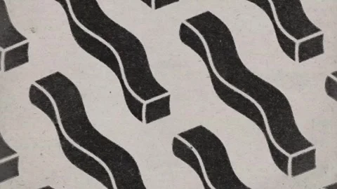 Black wavy 3D bars, silkscreen print seamless loop Stock Footage 346768850
