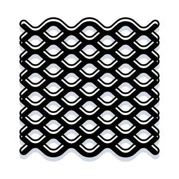 Black wavy lattice pattern on white background Stock Illustration