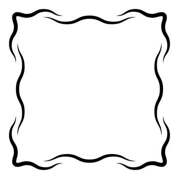 Black wavy line border square frame, template element Stock Illustration
