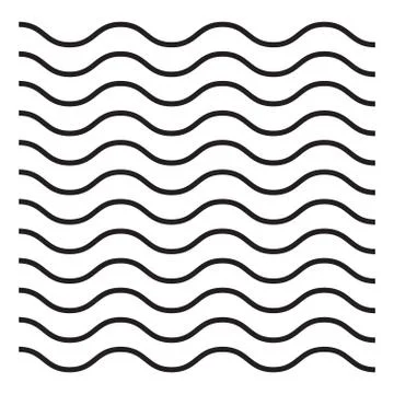 Black wavy line pattern vector. Waves outline icon. Wave thin line symbol Illustrazione stock