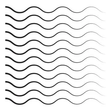 Black wavy line pattern vector. Waves outline icon. Wave thin line symbol Illustrazione stock