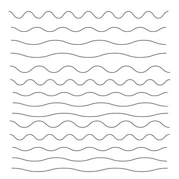 Black wavy line pattern vector. Waves outline icon. Wave thin line symbol イラスト素材