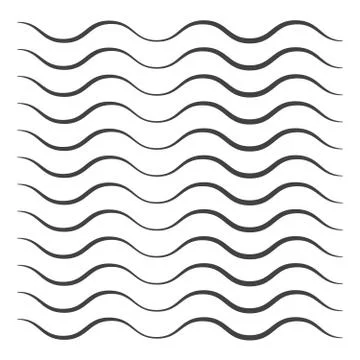 Black wavy line pattern . Waves outline icon. Wave thin line symbol Illustrazione stock