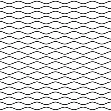 Black Wavy Line Seamless Pattern Stock Illustration
