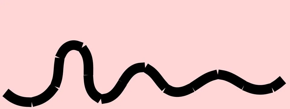 Black wavy line with small notches, textured curved stroke, irregular ribbo.. Stock Illustration