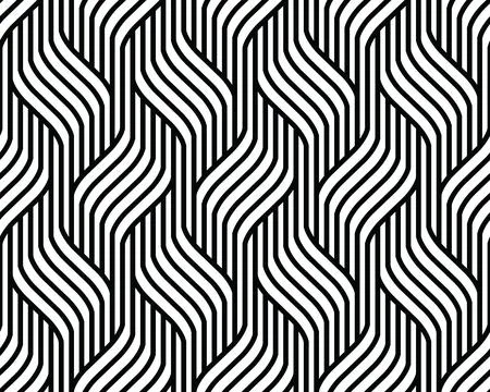 Black wavy lines, seamless pattern Stock Illustration