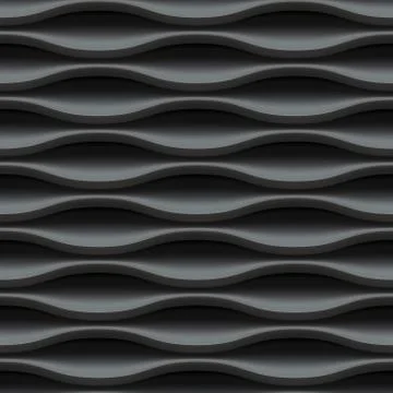 Black wavy panel seamless texture background. Stock Illustration