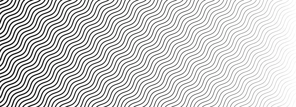 Black wavy texture gradient. Wave line pattern wallpaper. Fading curved linear Stock Illustration