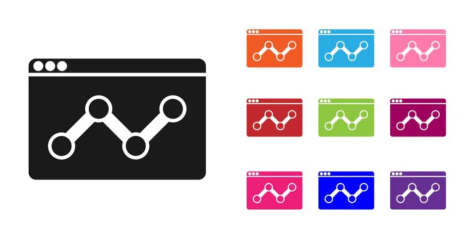 Black Web analytics information and development website statistic icon isolated Illustrazione stock