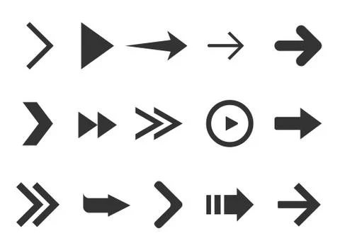 Black web arrows collection isolated on white background. Collection for web des Stock Illustration