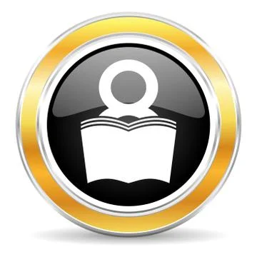 Black web button with golden ring Illustrazione stock